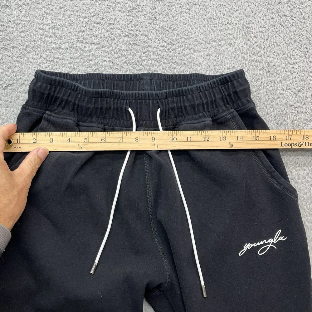 YoungLA 219 Chill Relaxed Cloud Joggers Mens M Black Heavy Cotton Sweatpants